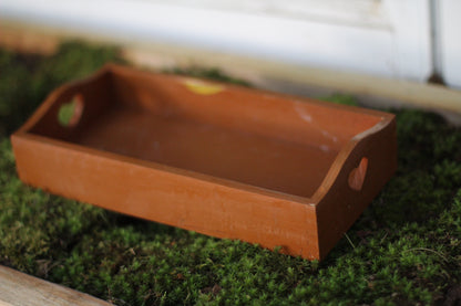 Antique Wood Carved Hearts Tray