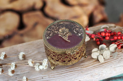 Vintage Rounded Floral Dogwood Jewelry Box