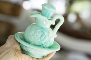Vintage Avon Turquoise Hobnail Decanter