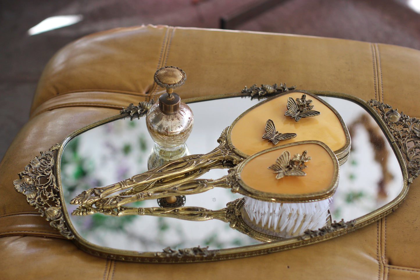 Antique Crackled Gold Automizer Perfume Bottle