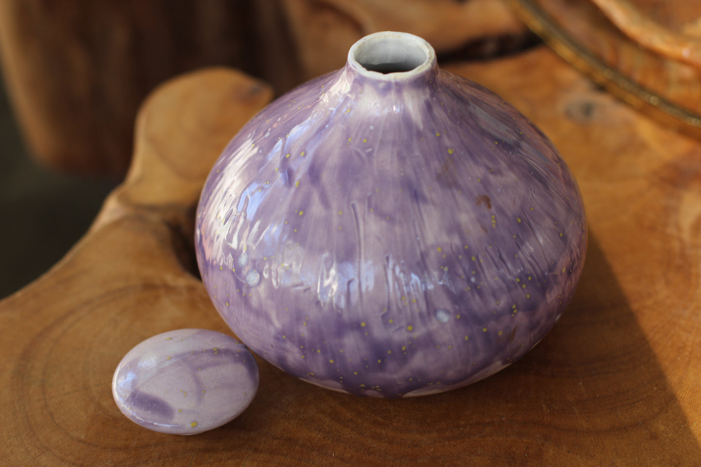Hand Made Purple / Lavender Pottery Flask