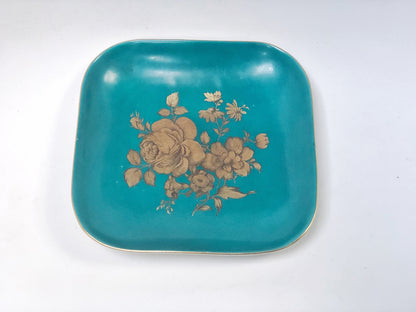 Antique turquoise Floral Tray