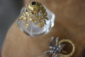 Antique Rare Floral Collar Glass Perfume Bottle