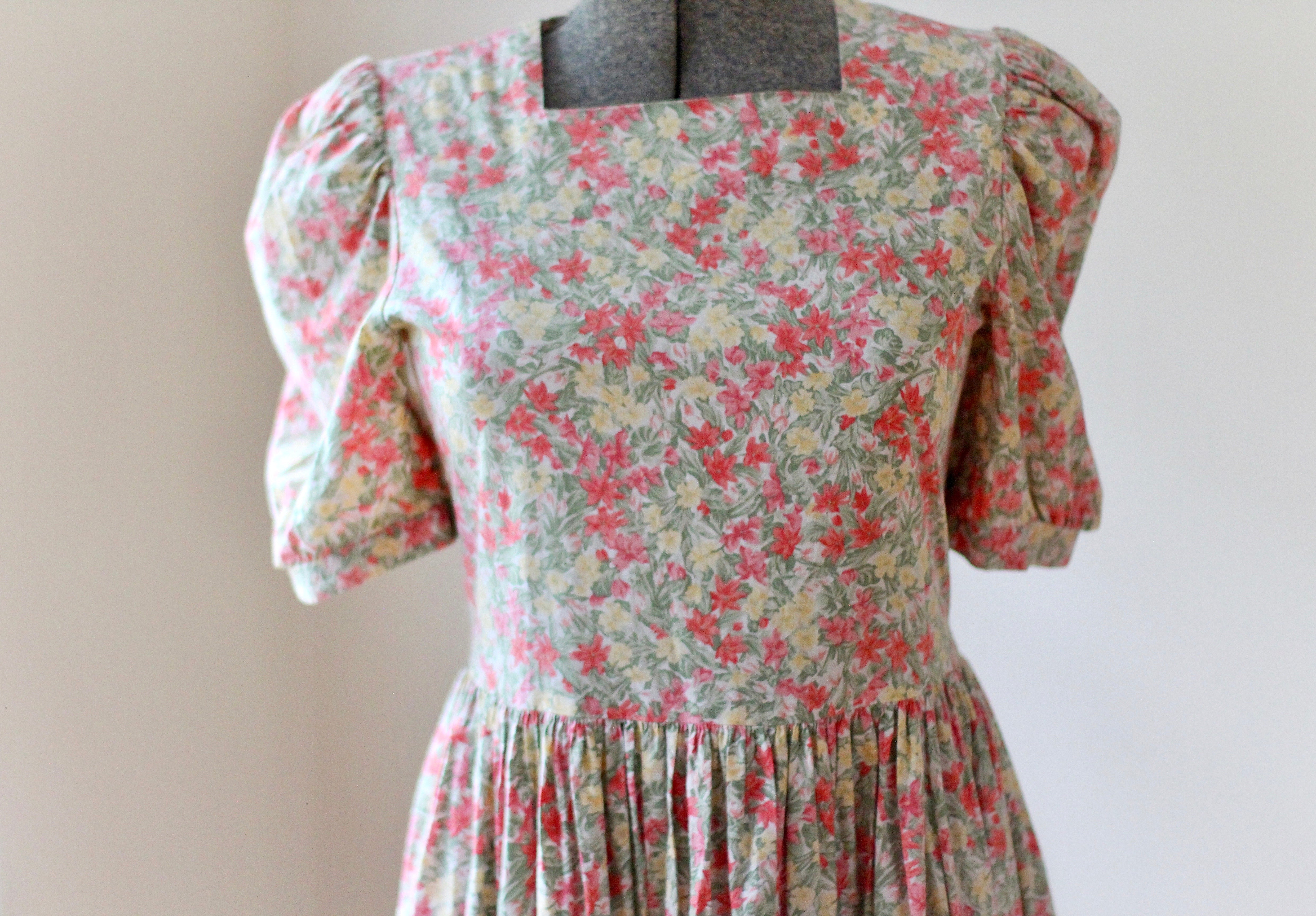 Vintage Floral Orange Laura Ashley Dress