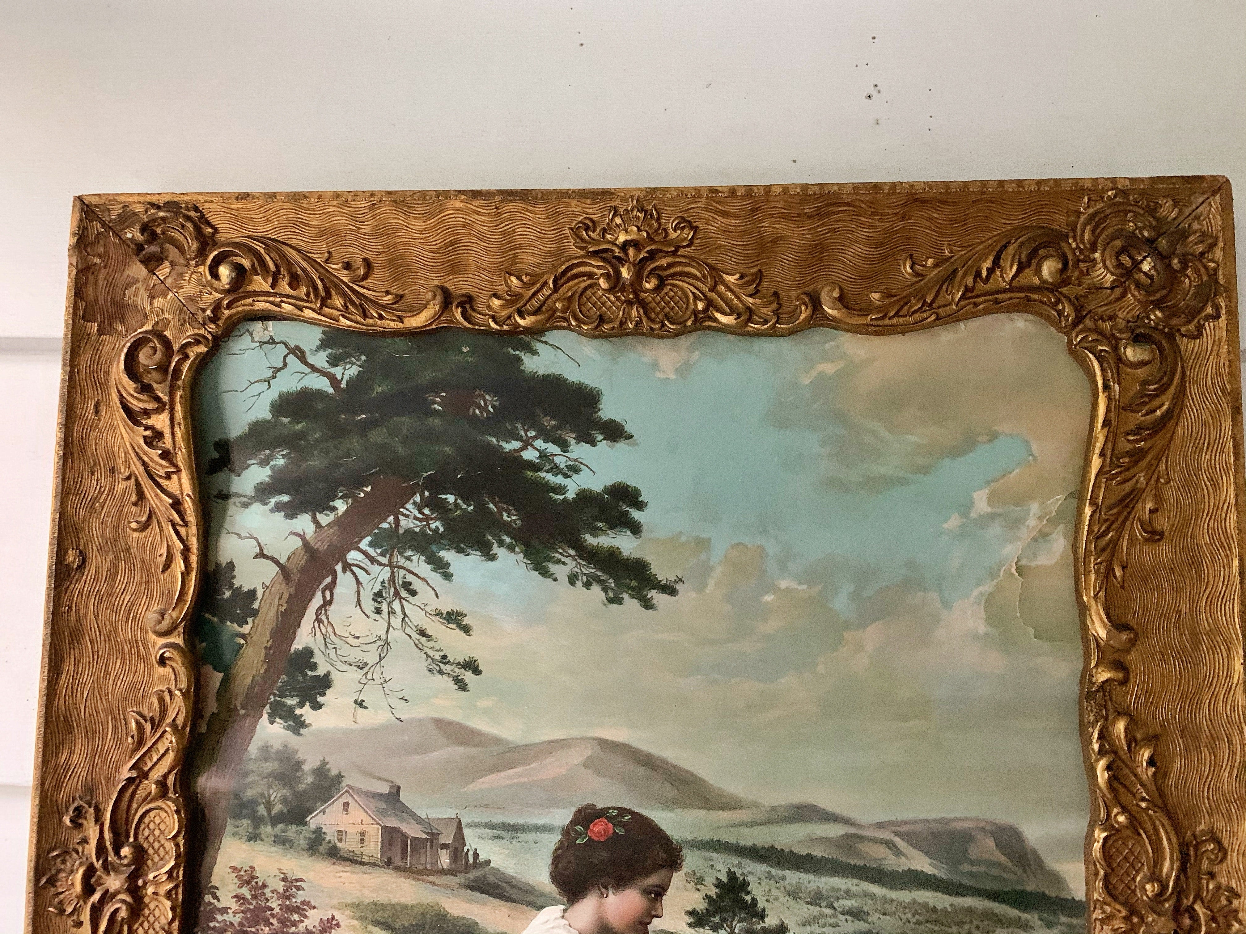 Antique Large Wood Victorian Bronze Frame