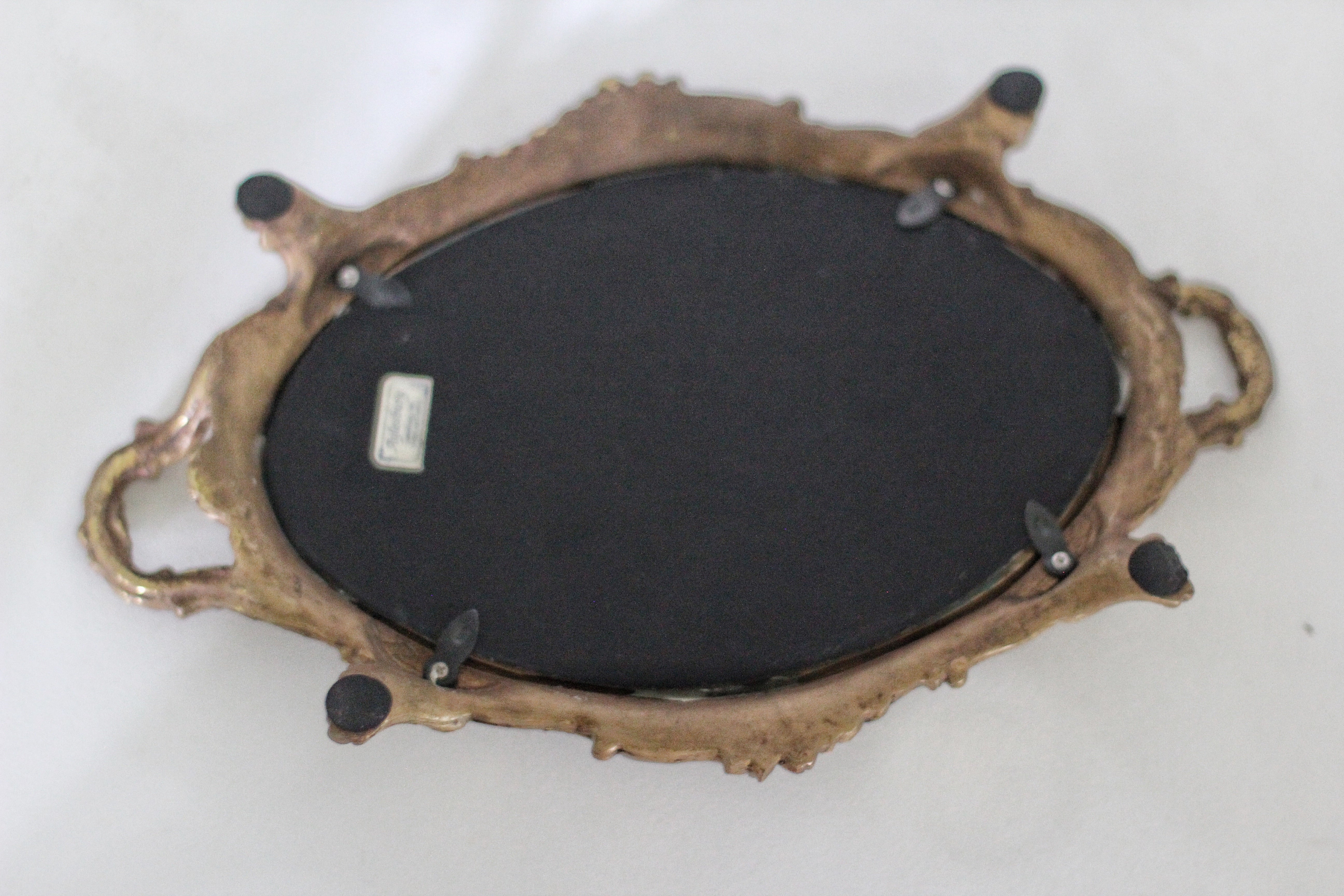 Antique Ornate Bronze Mirror Tray
