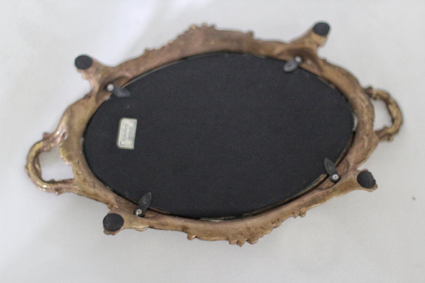 Antique Ornate Bronze Mirror Tray
