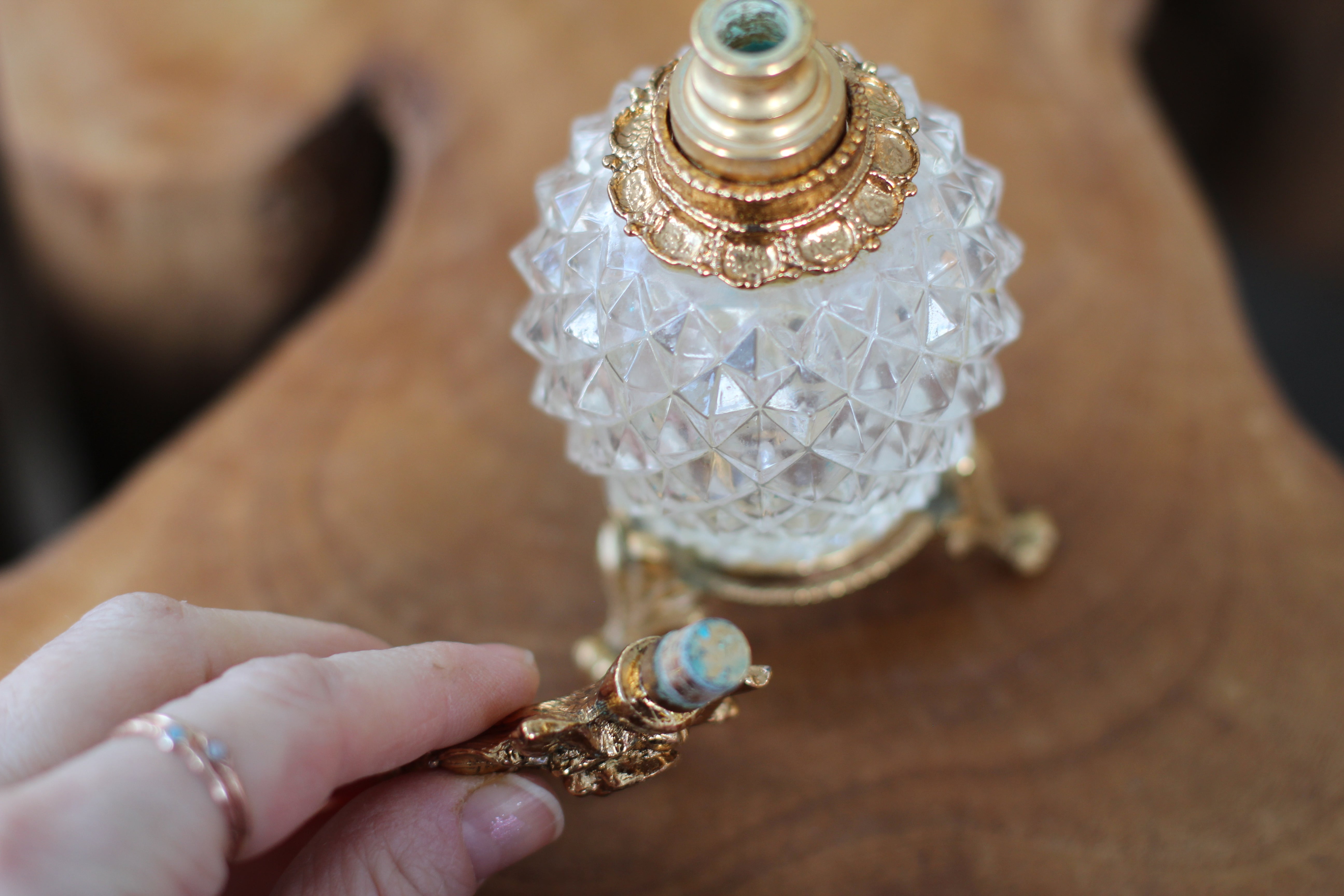 Antique Floral Wreath Pedestal Perfume Bottle