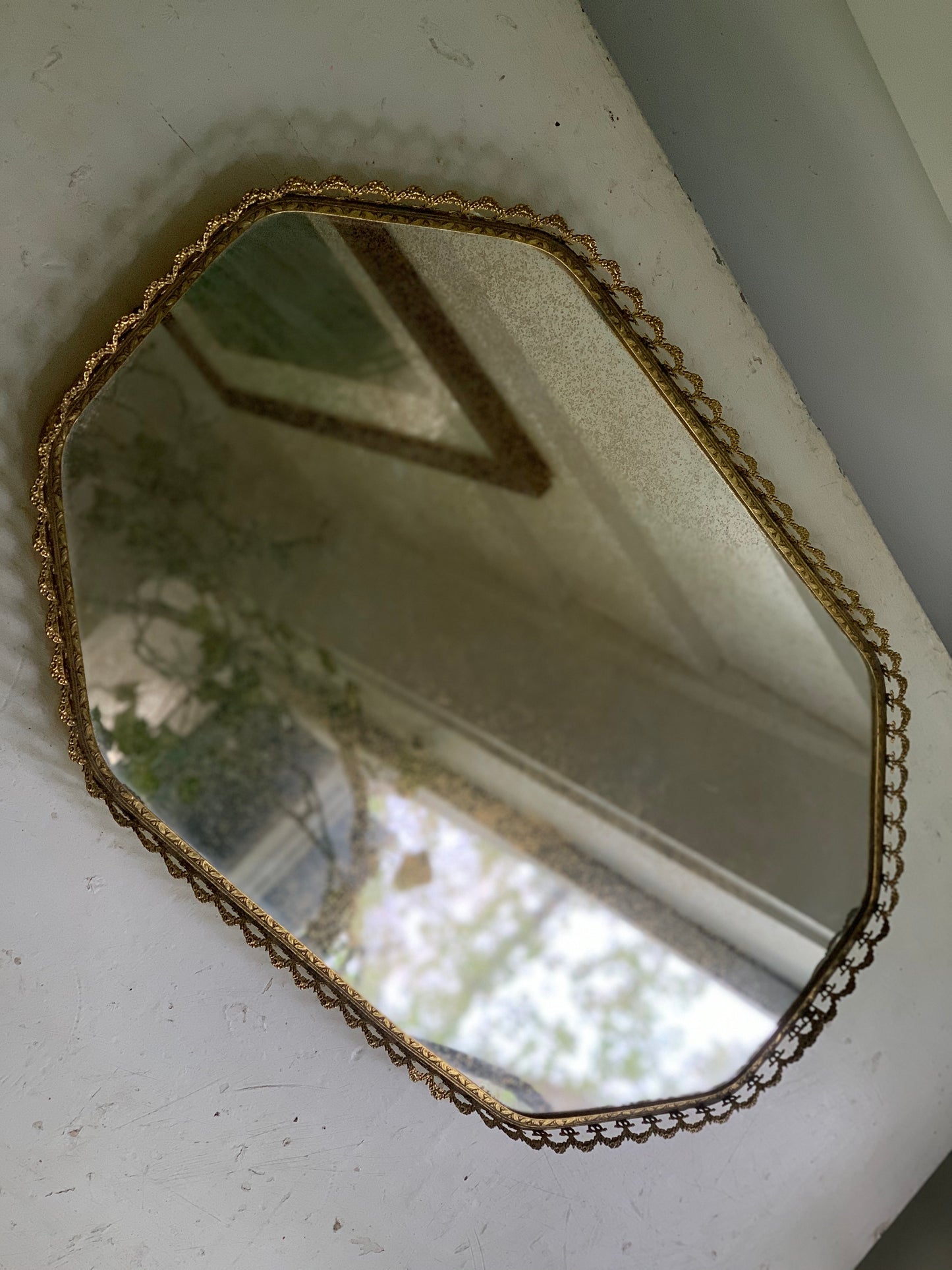 Antique Filigree Lace Mirror Tray