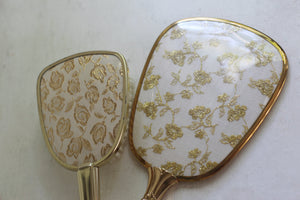 Antique Brocade Gold Floral Vanity Set