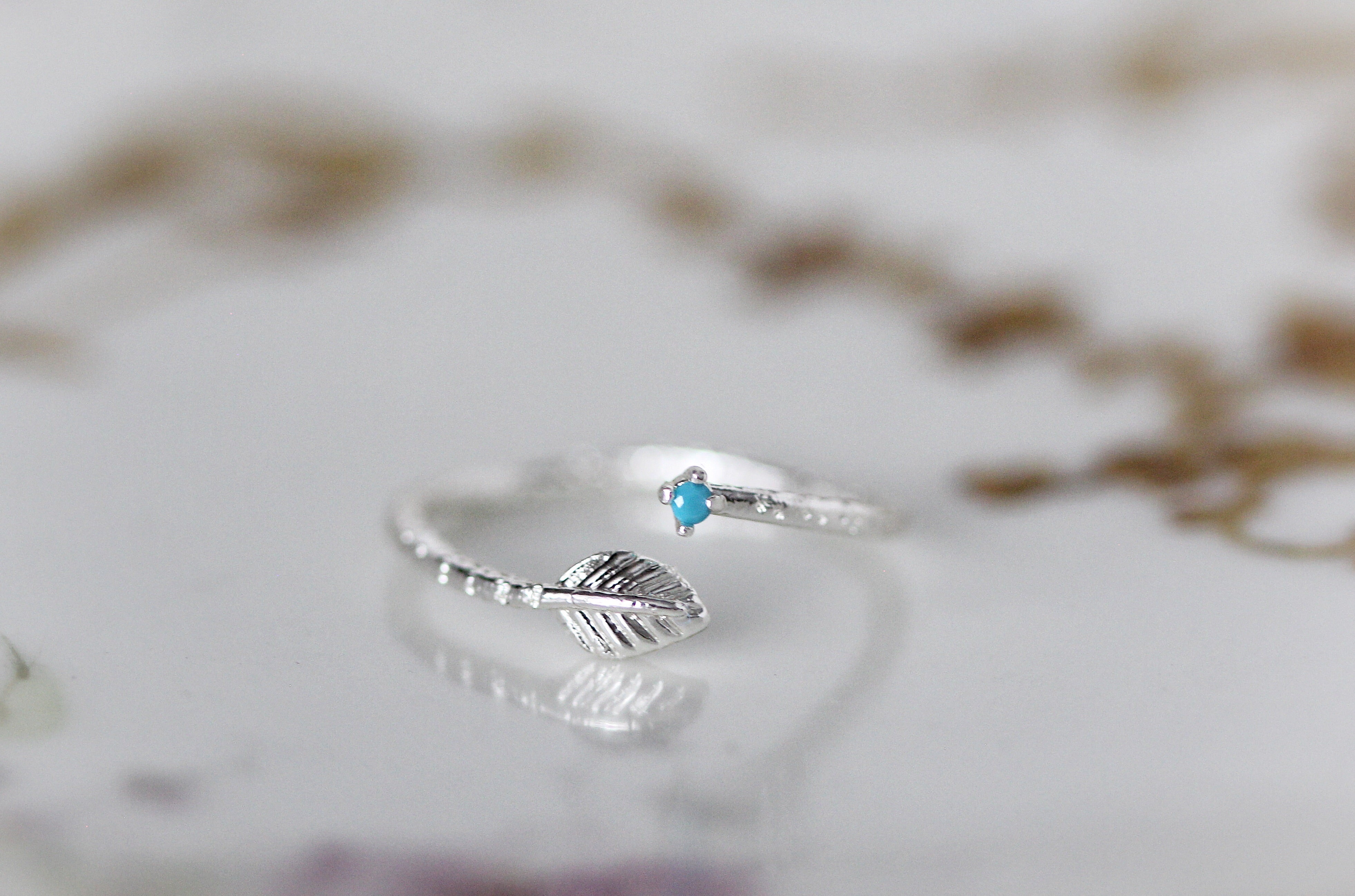 Asteria Turquoise Leaf Ring