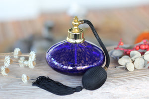 Antique Blue Bronze Murano Long Automizer Perfume Bottle