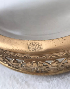 Vintage Guilloche Bronze Filigree Floral Jar