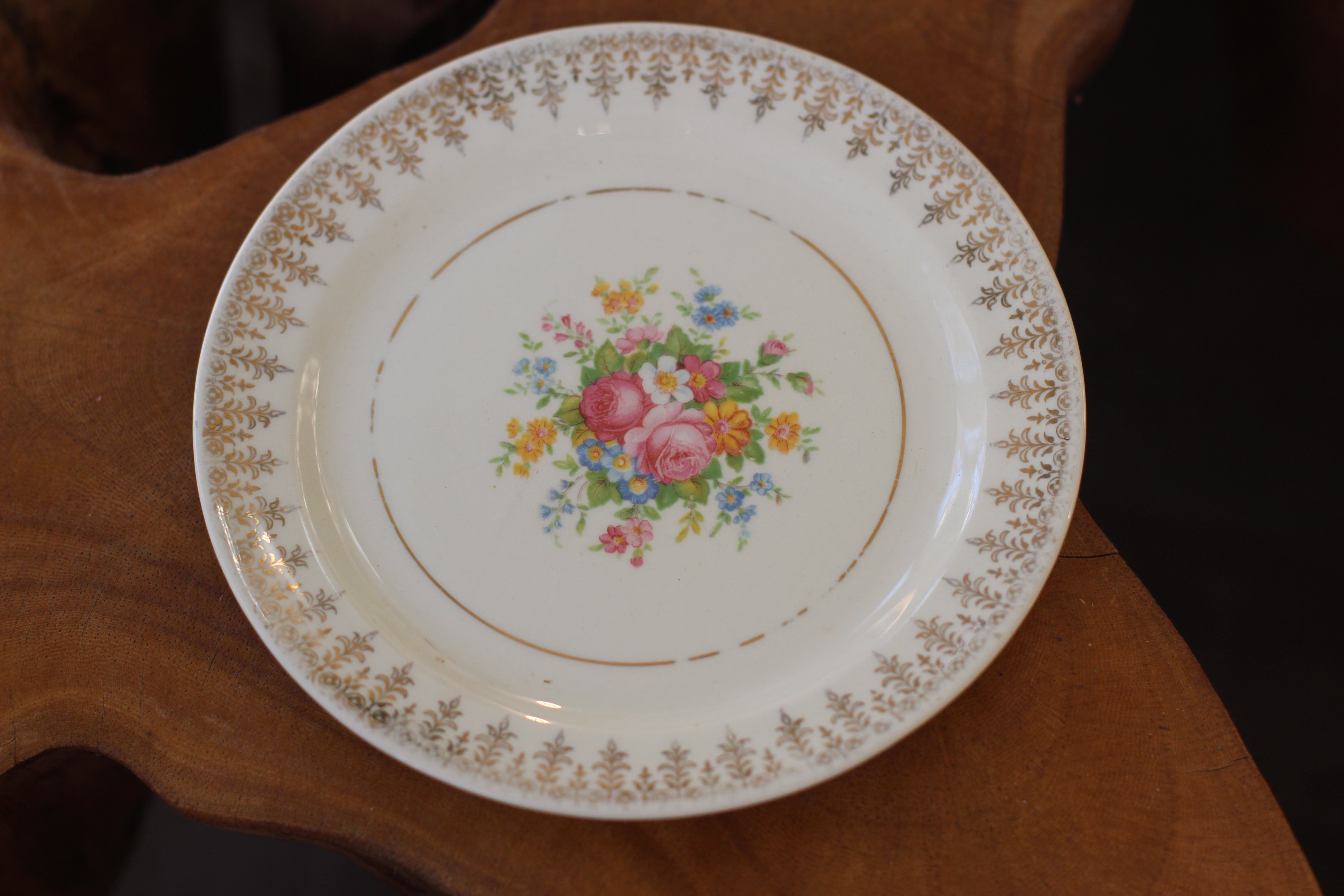 Vintage Taylor Smith Floral Plate Set