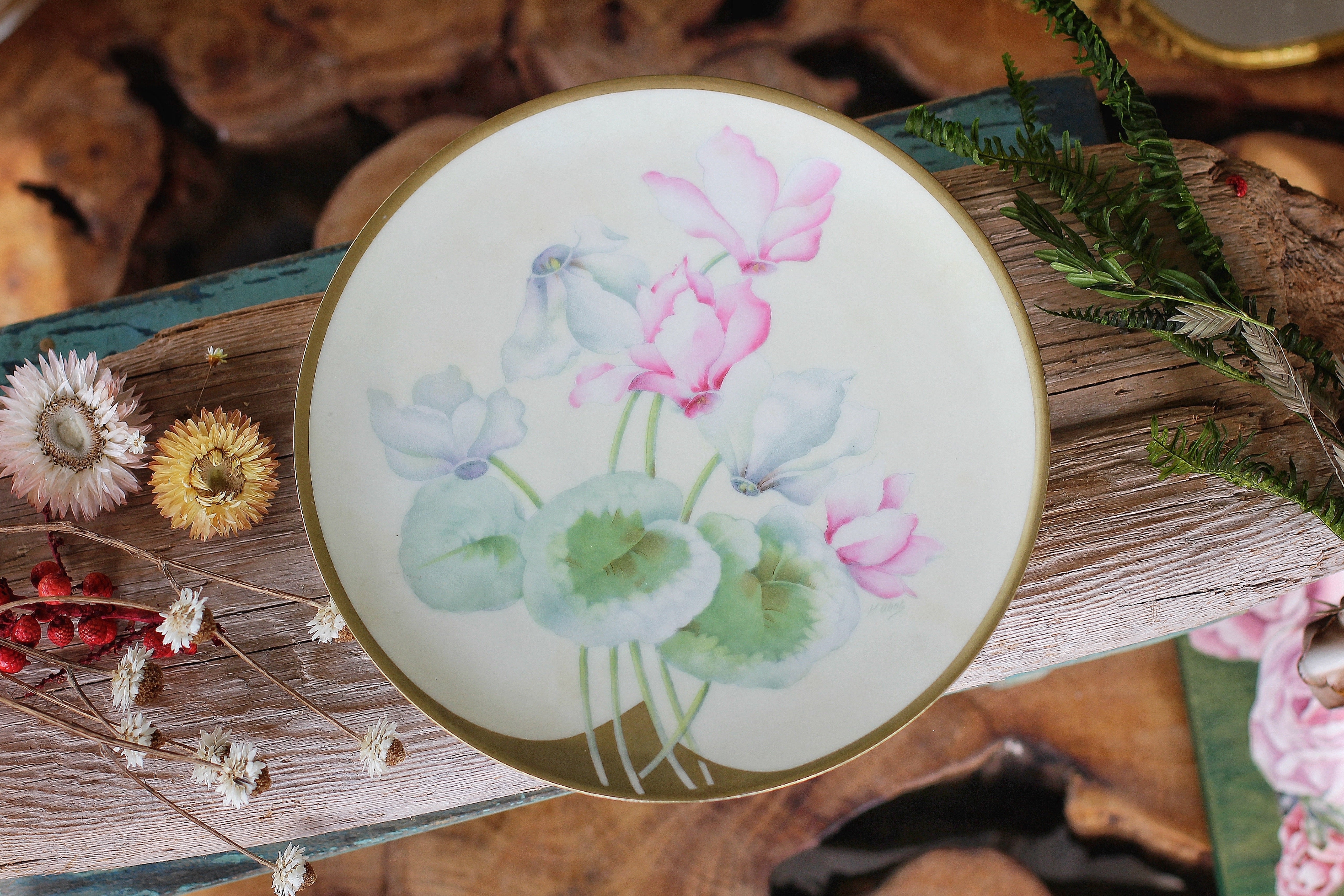 Vintage Porcelain Cyclamen PT Tirschenreuth Plate