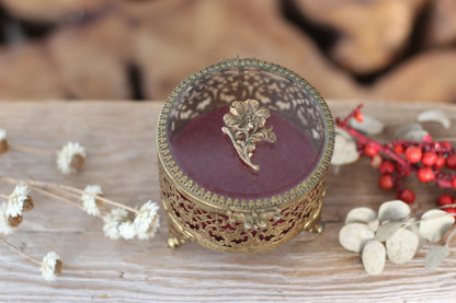 Vintage Rounded Floral Dogwood Jewelry Box