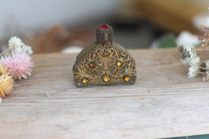 Antique Bronze Filigree Crystals Miniature Perfume Bottle