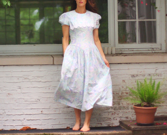 Vintage Purple Turquoise Floral Dress