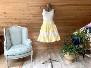 Vintage Yellow Lace Tiered Skirt