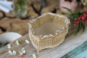 Antique Gilded Gold Filigree Jewelry Box