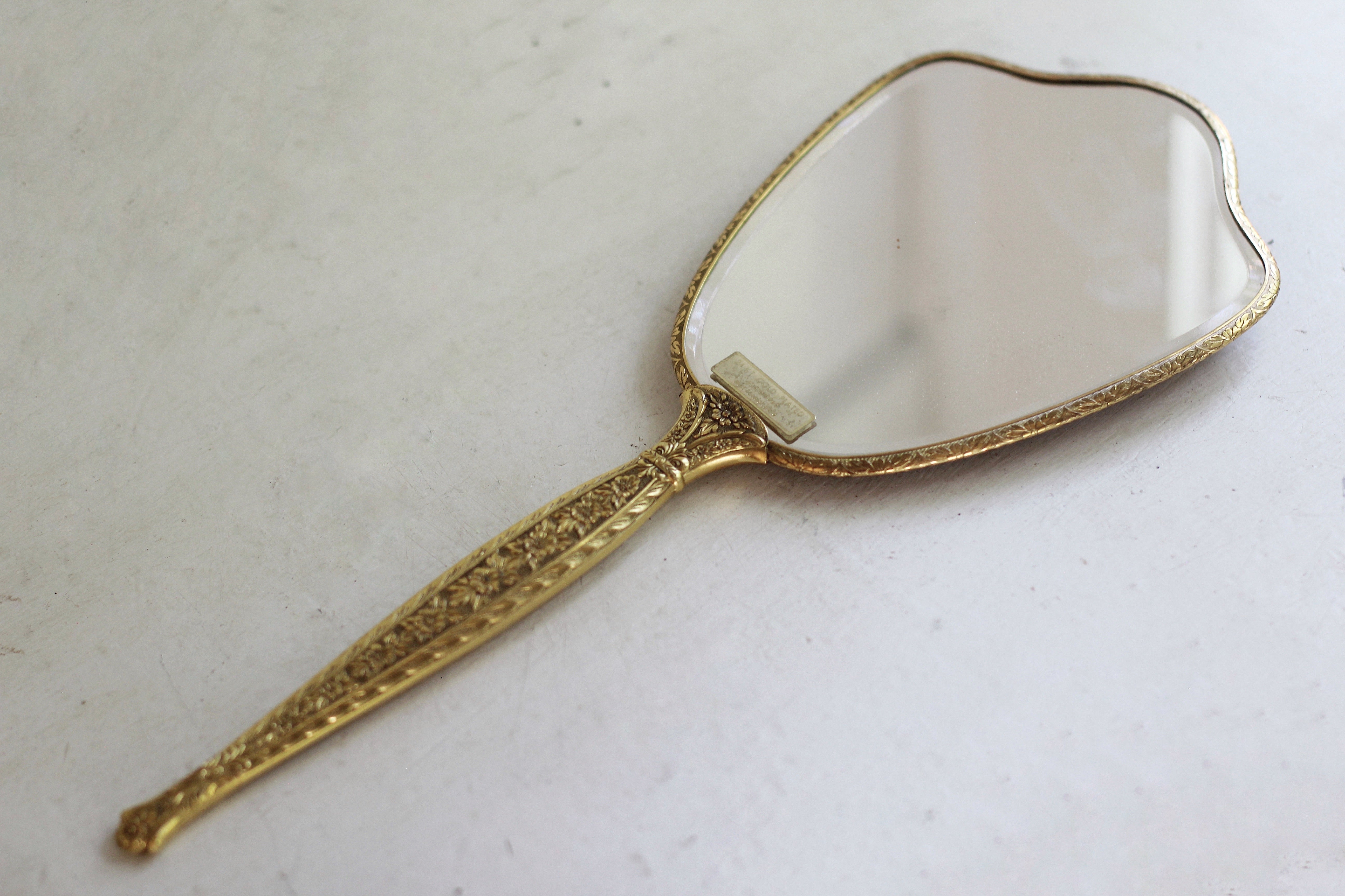 Antique Bronze Matson Birds Hand Mirror