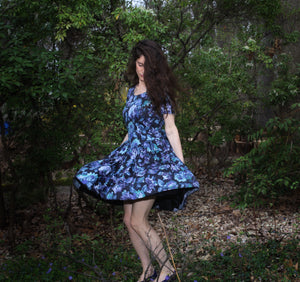 Blue Floral Tulle Laura Ashley Cocktail Dress