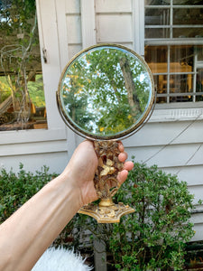 Vintage Birds Matson Standing Vanity Mirror 2 Sided Magnifier