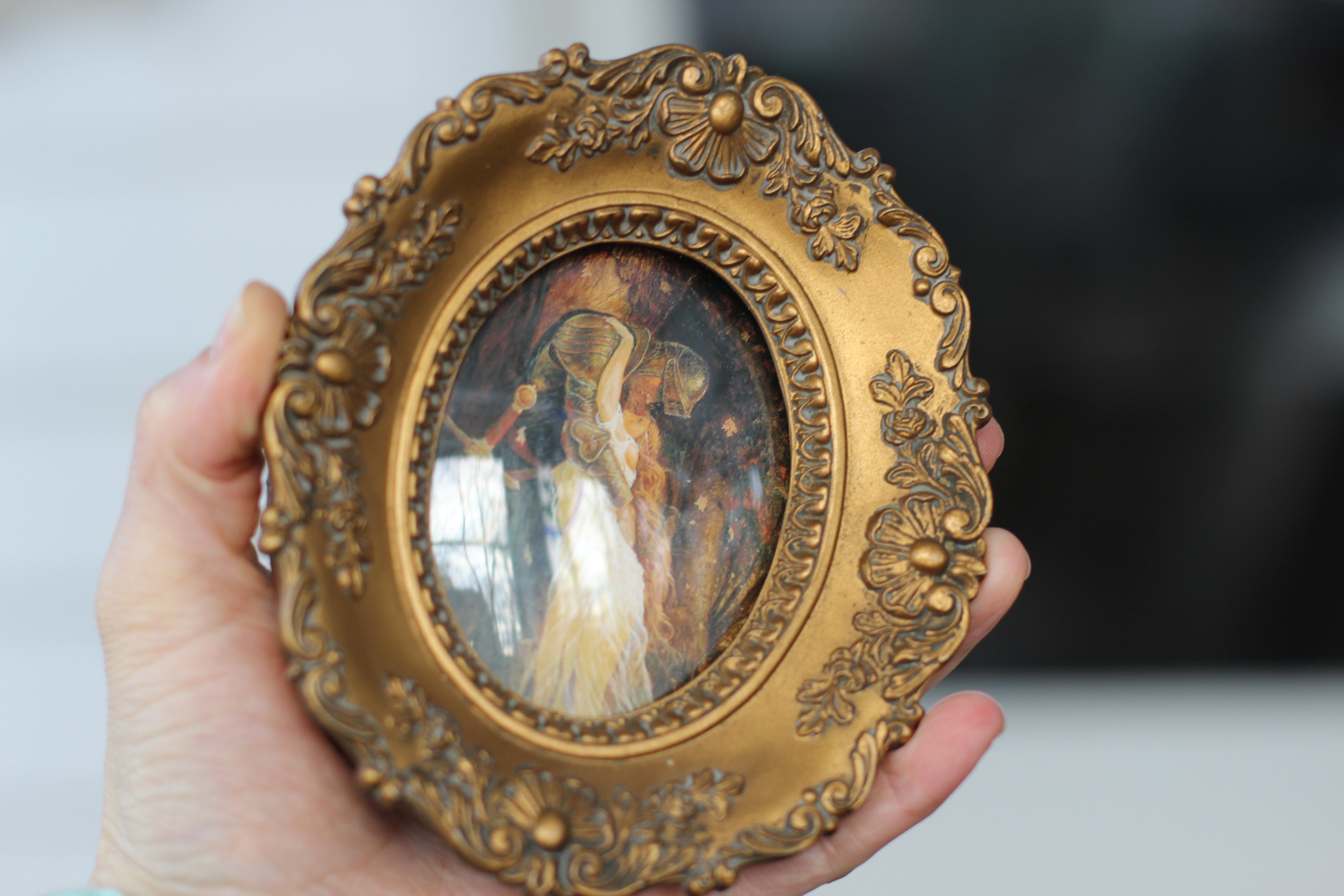 Antique Small Oval Bronze Frame