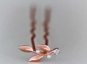 Delicate Twig, pearls & crystal Hair Prong
