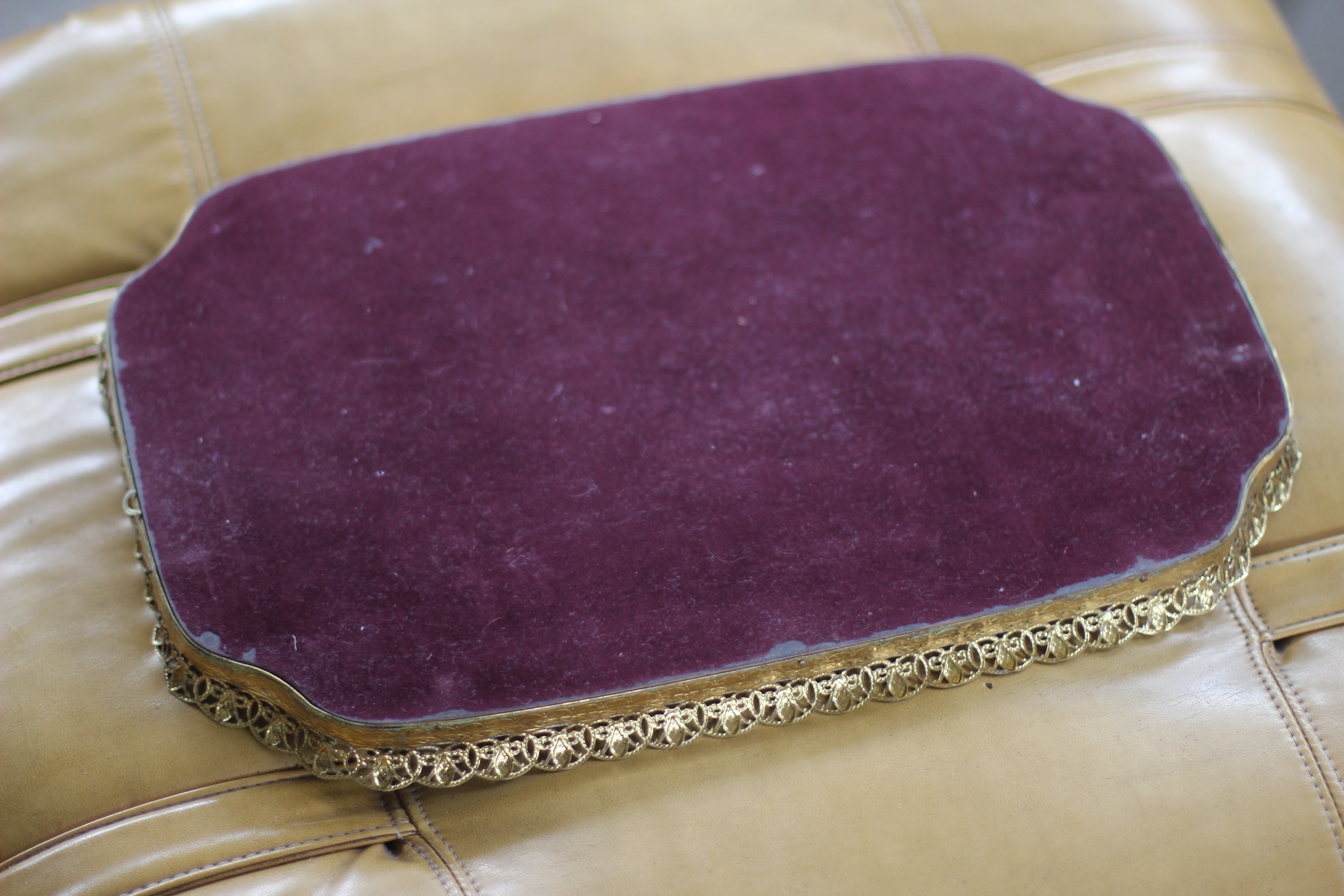Antique Filigree Mirror Tray