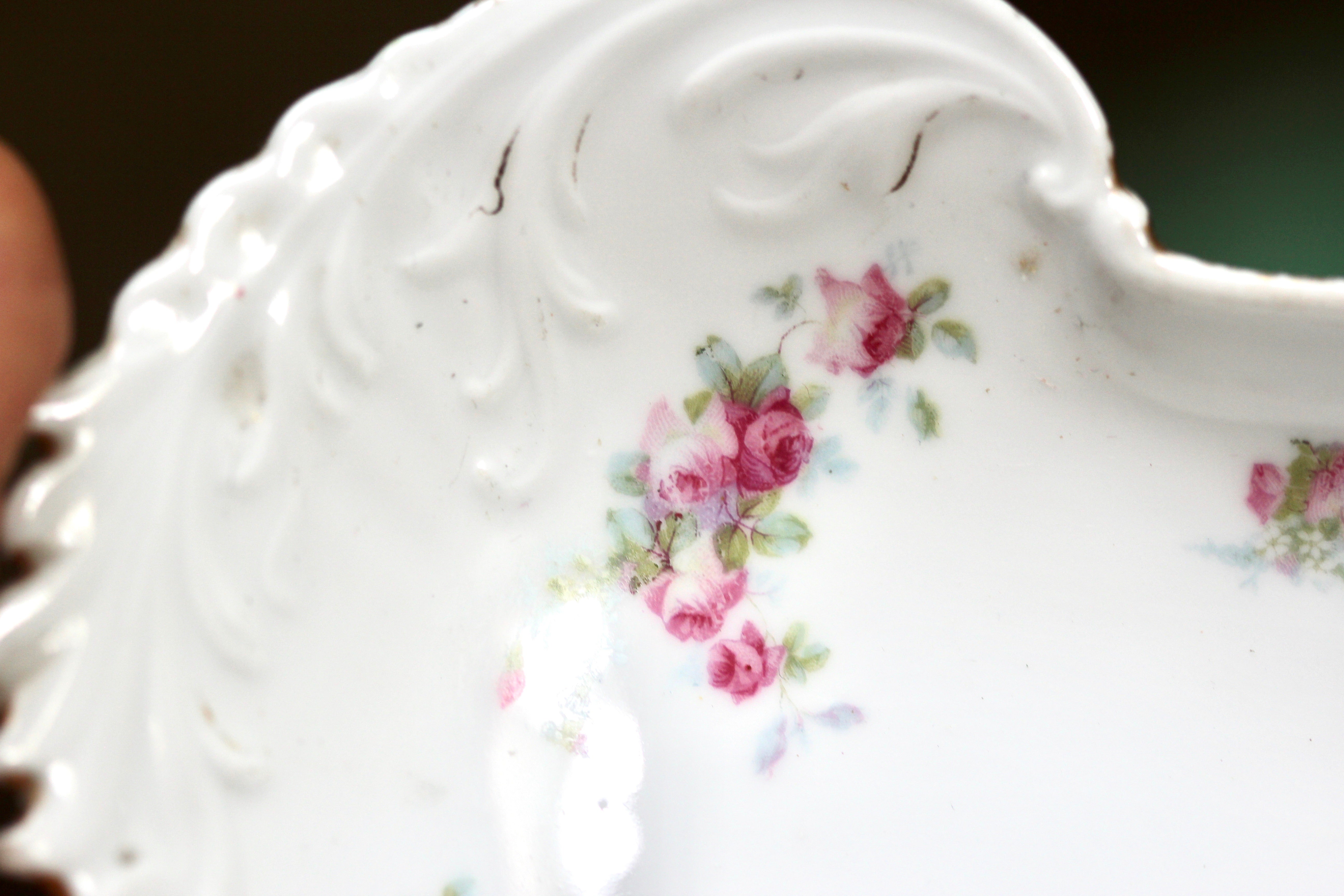 Bavarian Pink Roses Porcelain Ring Dish