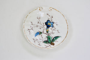 Antique Blue Floral Porcelain Ring Dish