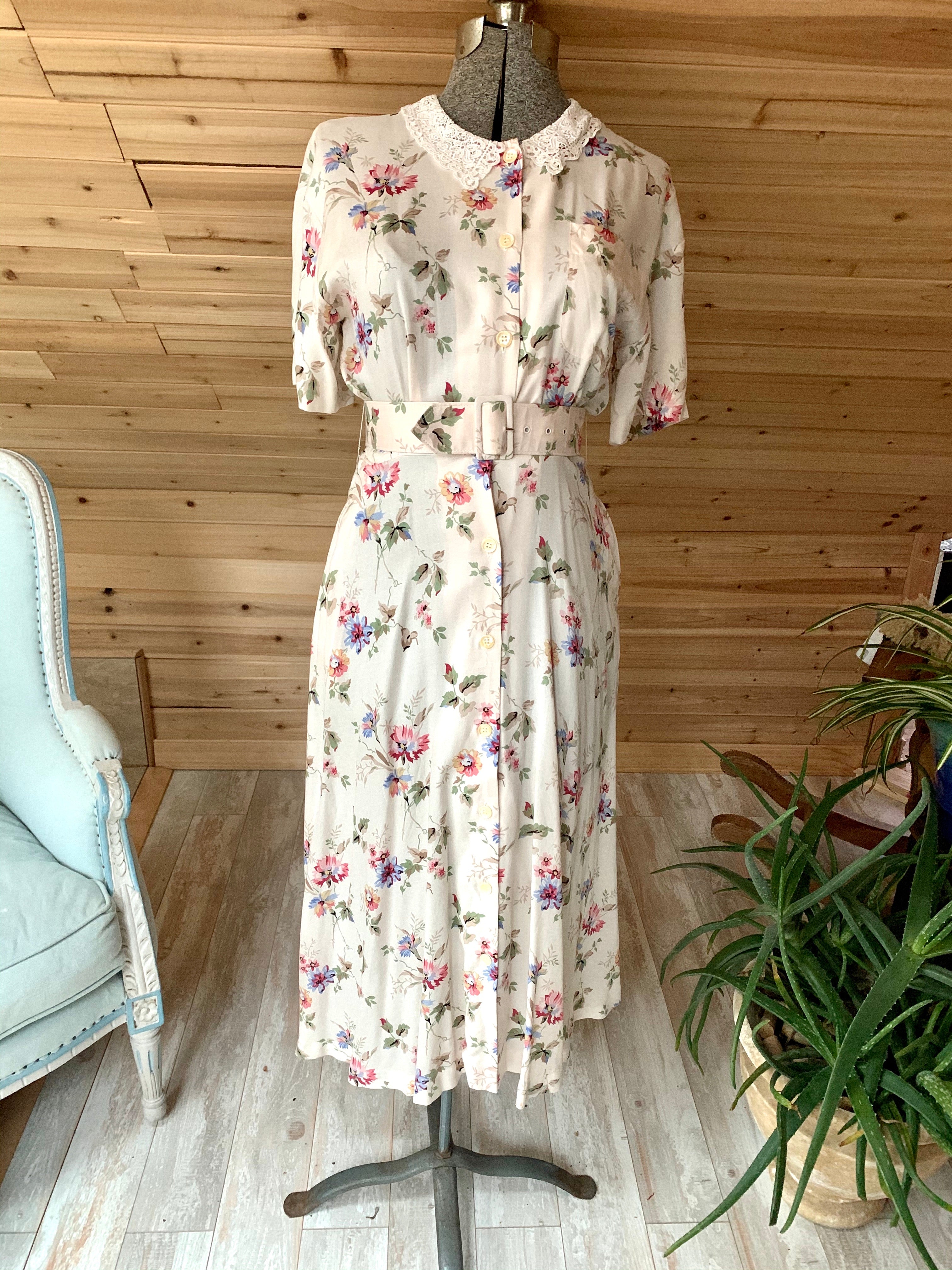 Vintage Pink Talbots Floral Dress