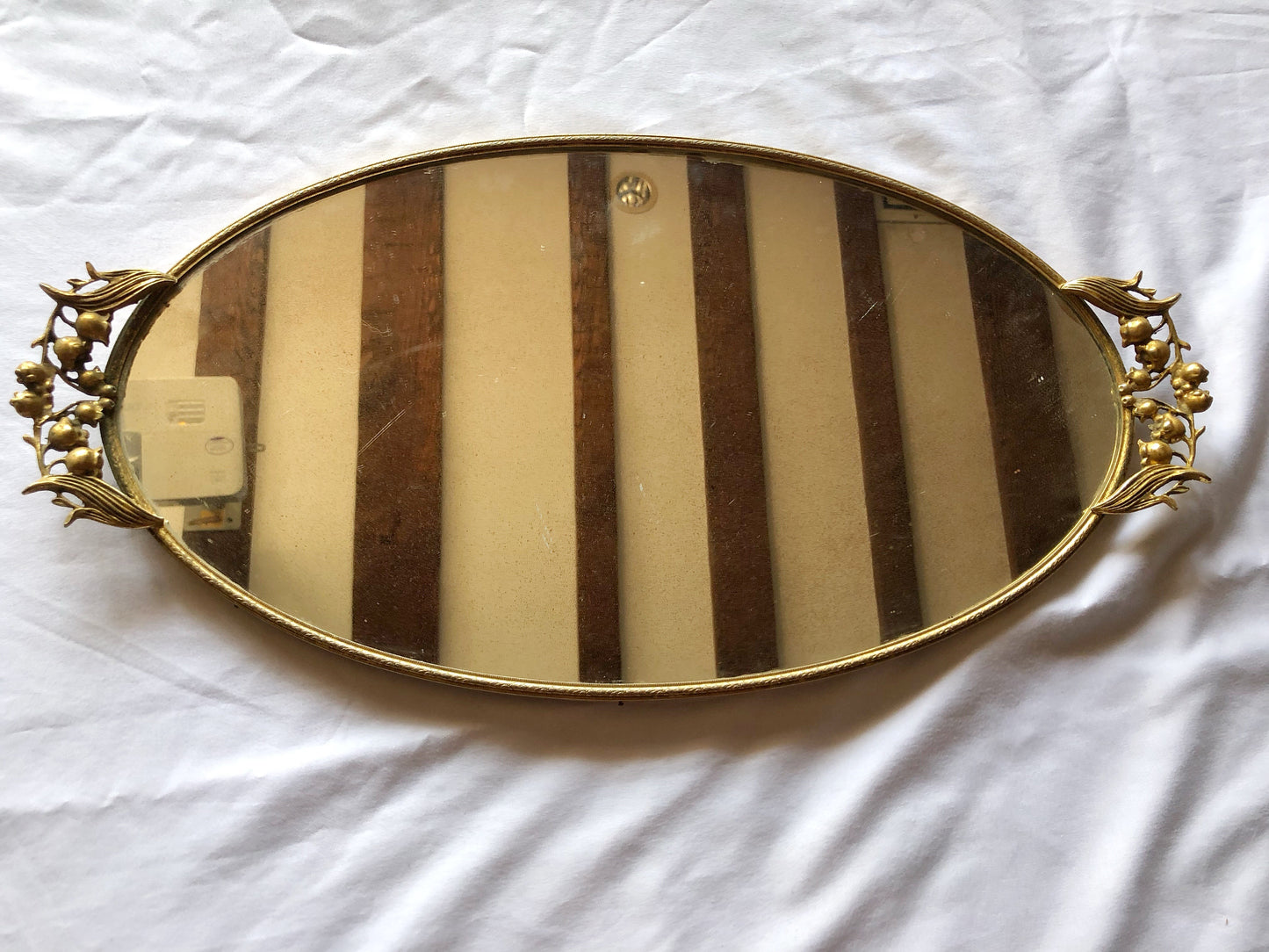 Antique Lily of the Valley Mirror Tray