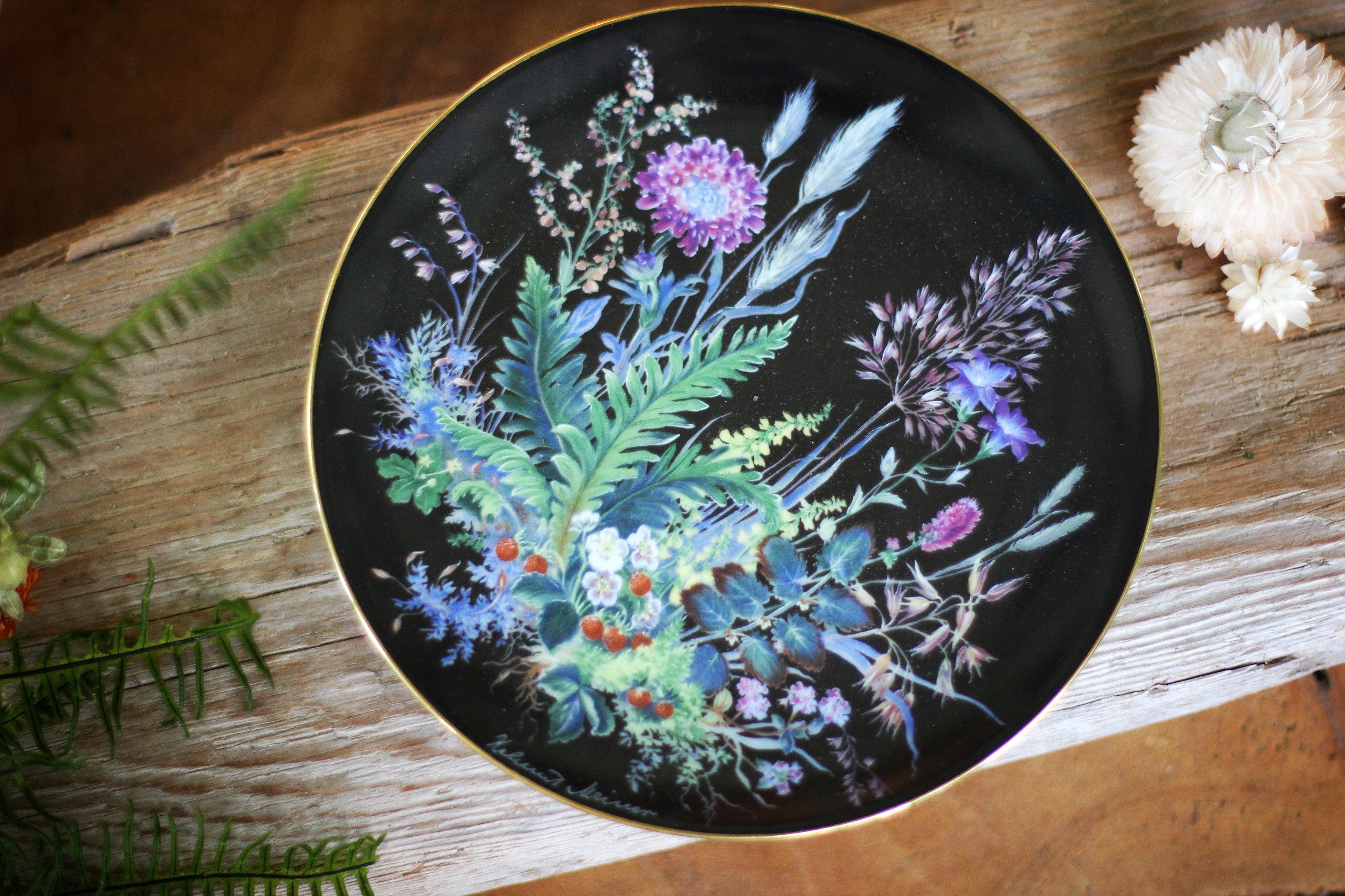 Vintage Meiner Floral Porcelain Plate