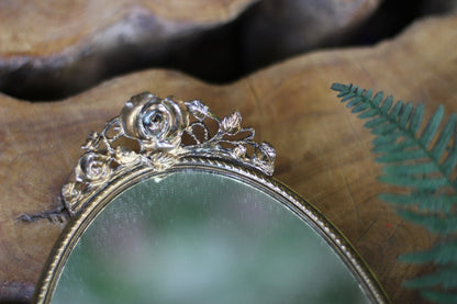 Antique Floral Roses Matson Mirror Tray