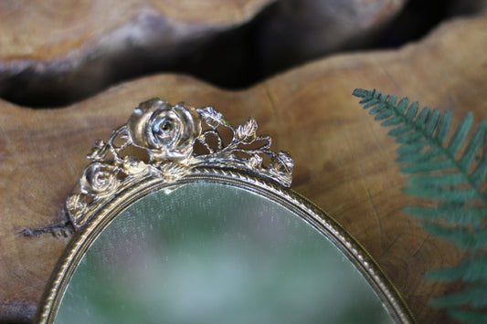 Antique Floral Roses Matson Mirror Tray