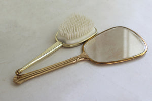 Antique Brocade Gold Floral Vanity Set