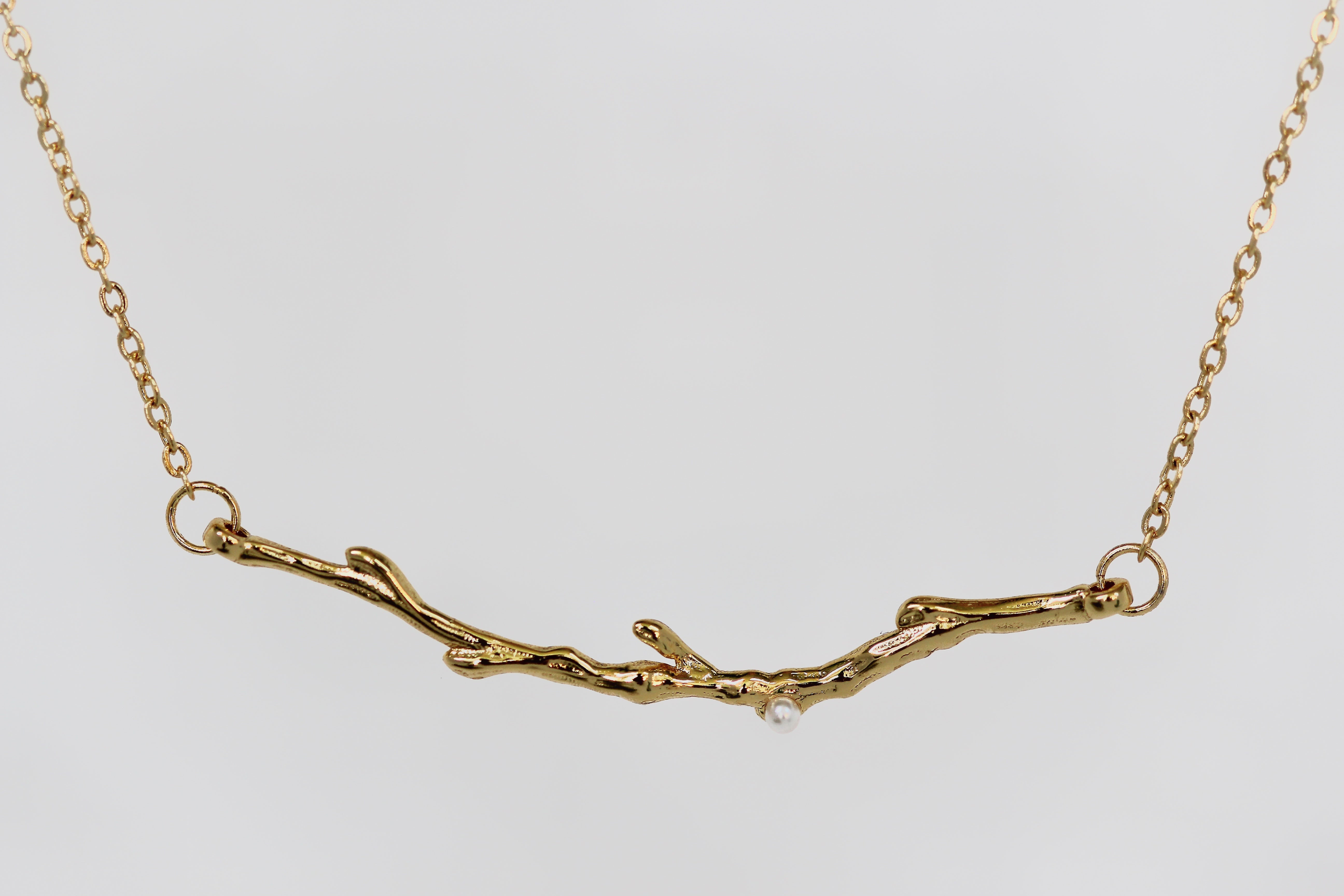 Rustic Branch with Pearls Necklace