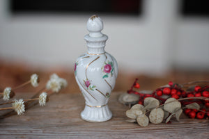 Antique Floral Roses Porcelain Perfume Bottle