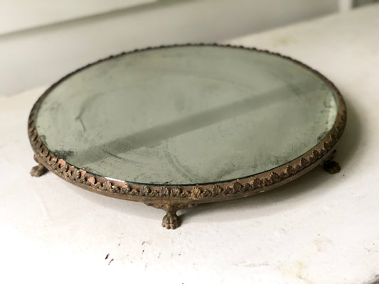 Antique Rounded Lion Feet Mirror Tray