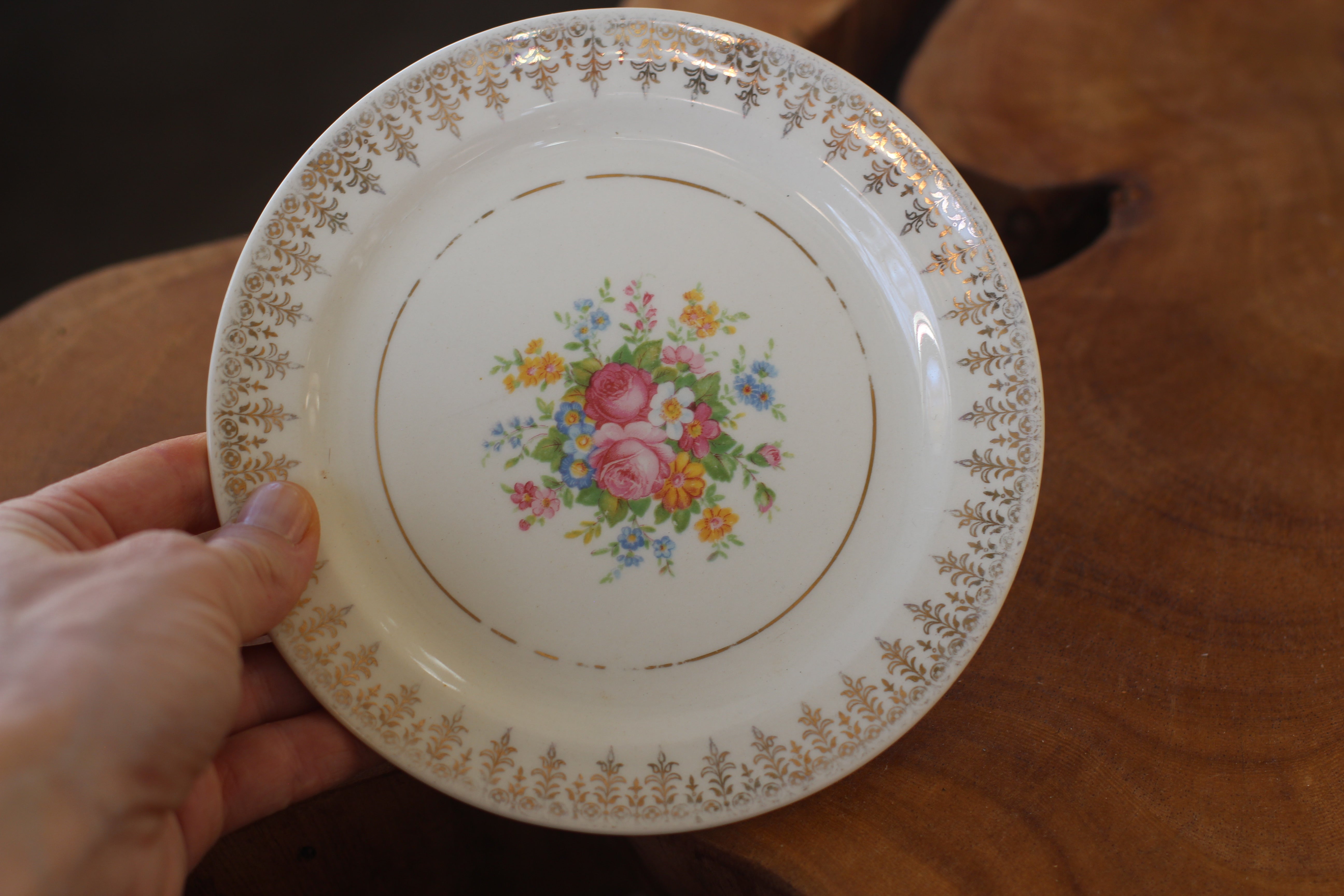 Vintage Taylor Smith Floral Plate Set