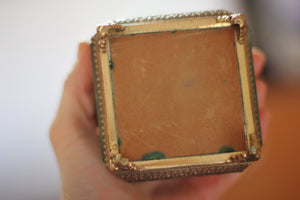 Antique Turquoise Square Filigree Jewelry Box