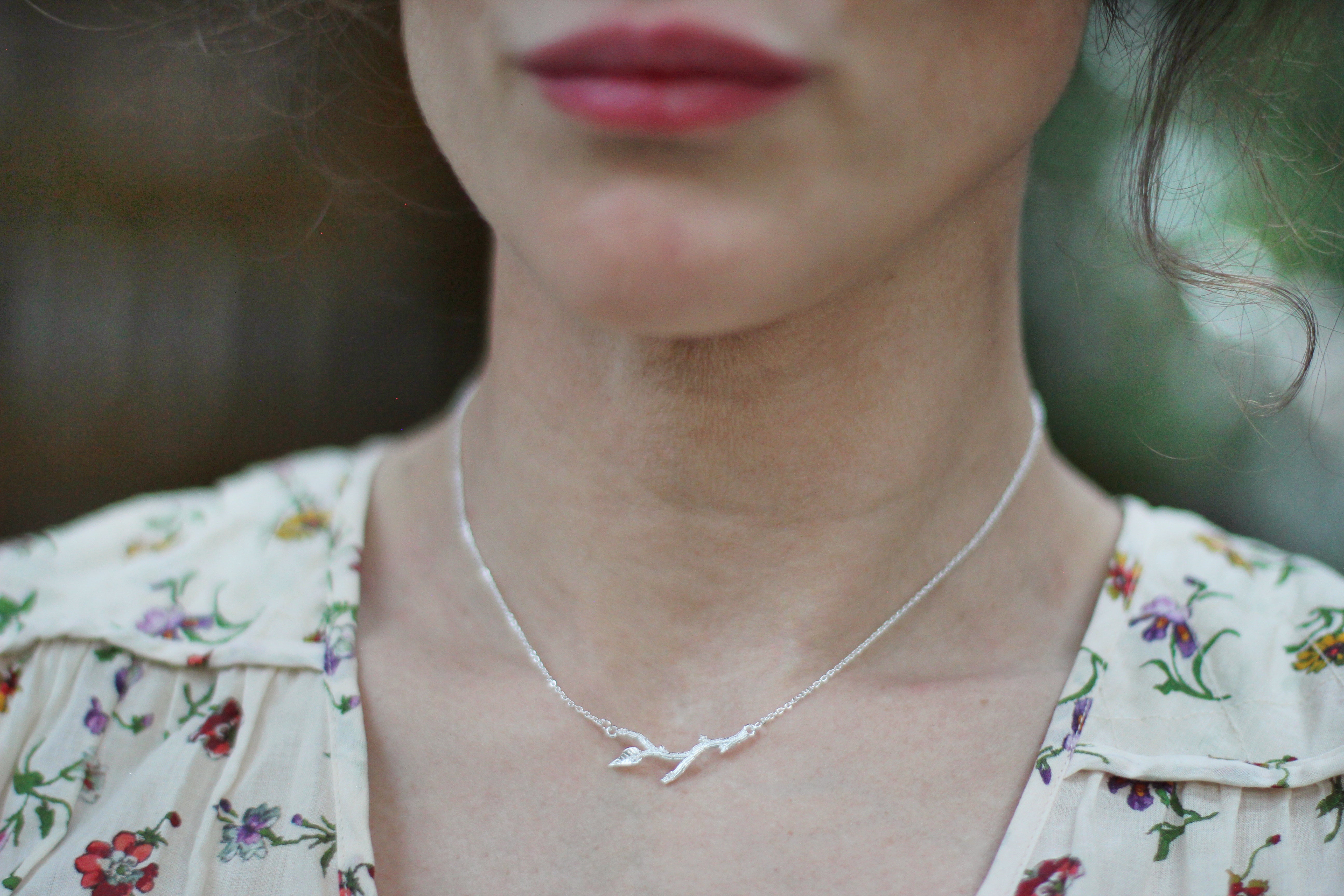Crystals Branch with Leaf Necklace