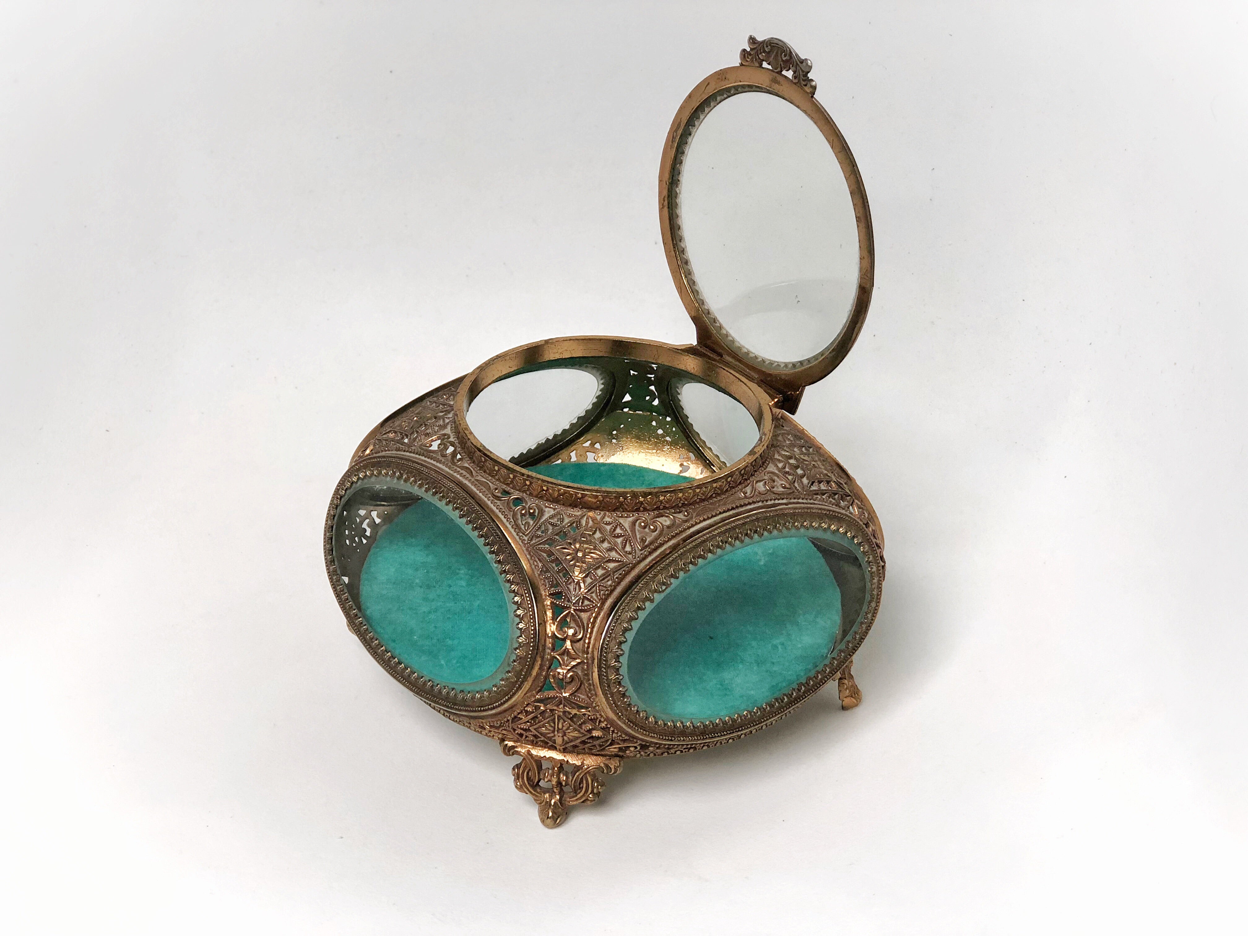 Antique Teal Jewelry Box