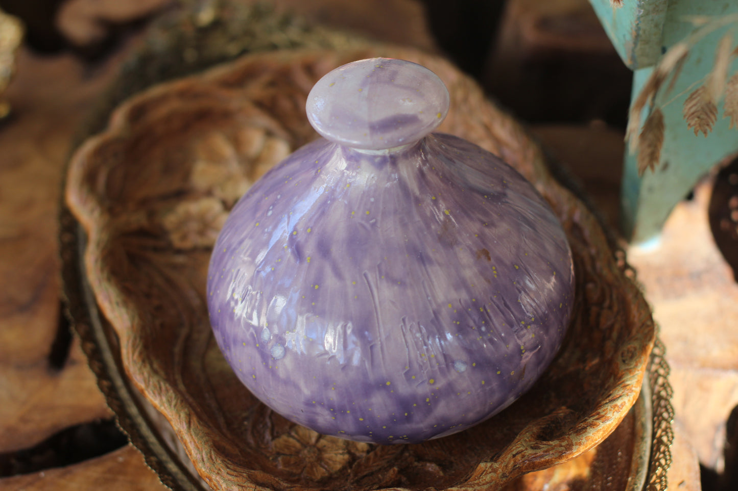 Hand Made Purple / Lavender Pottery Flask