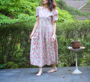 Vintage Floral Orange Laura Ashley Dress