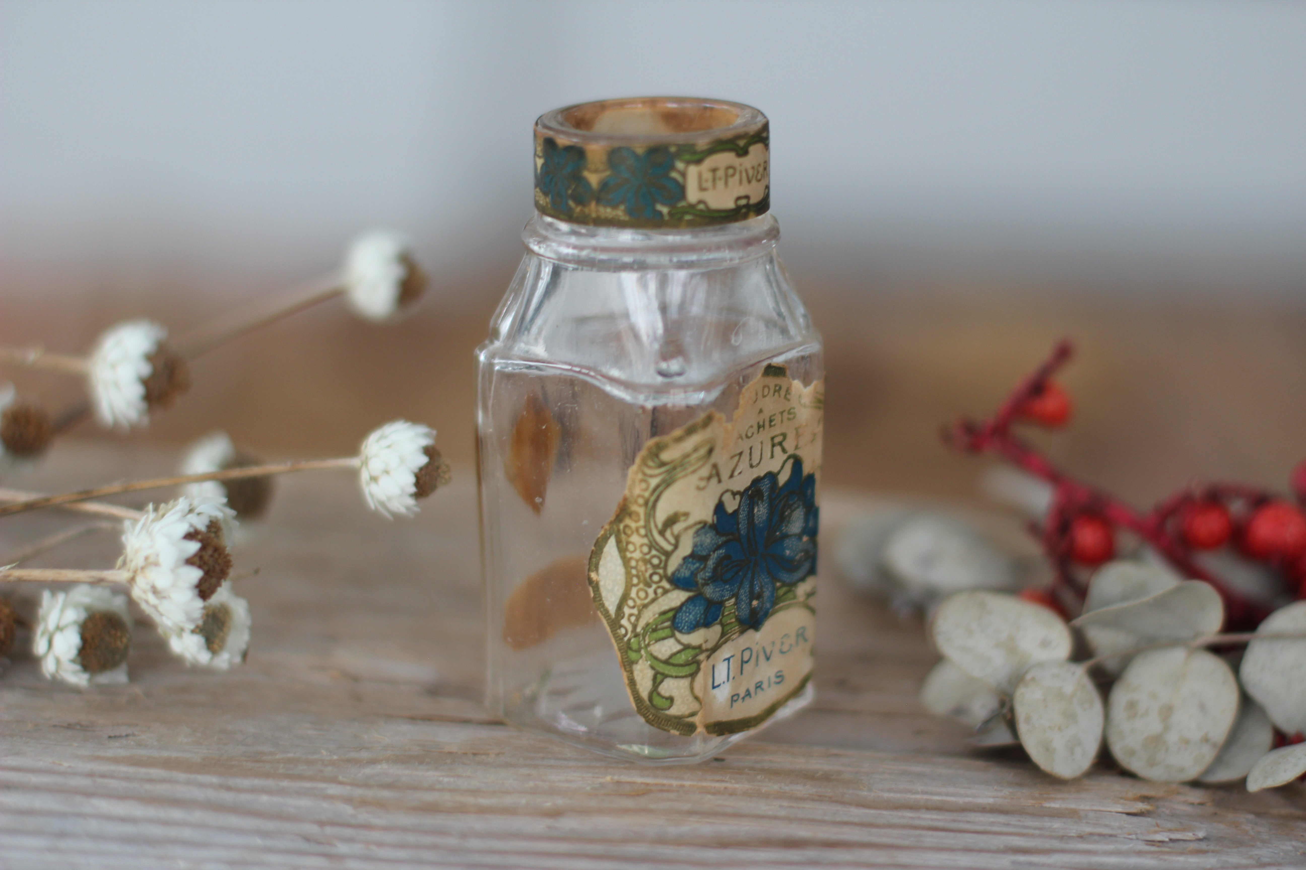 Antique Blue Flower French Azurea Perfume Bottle
