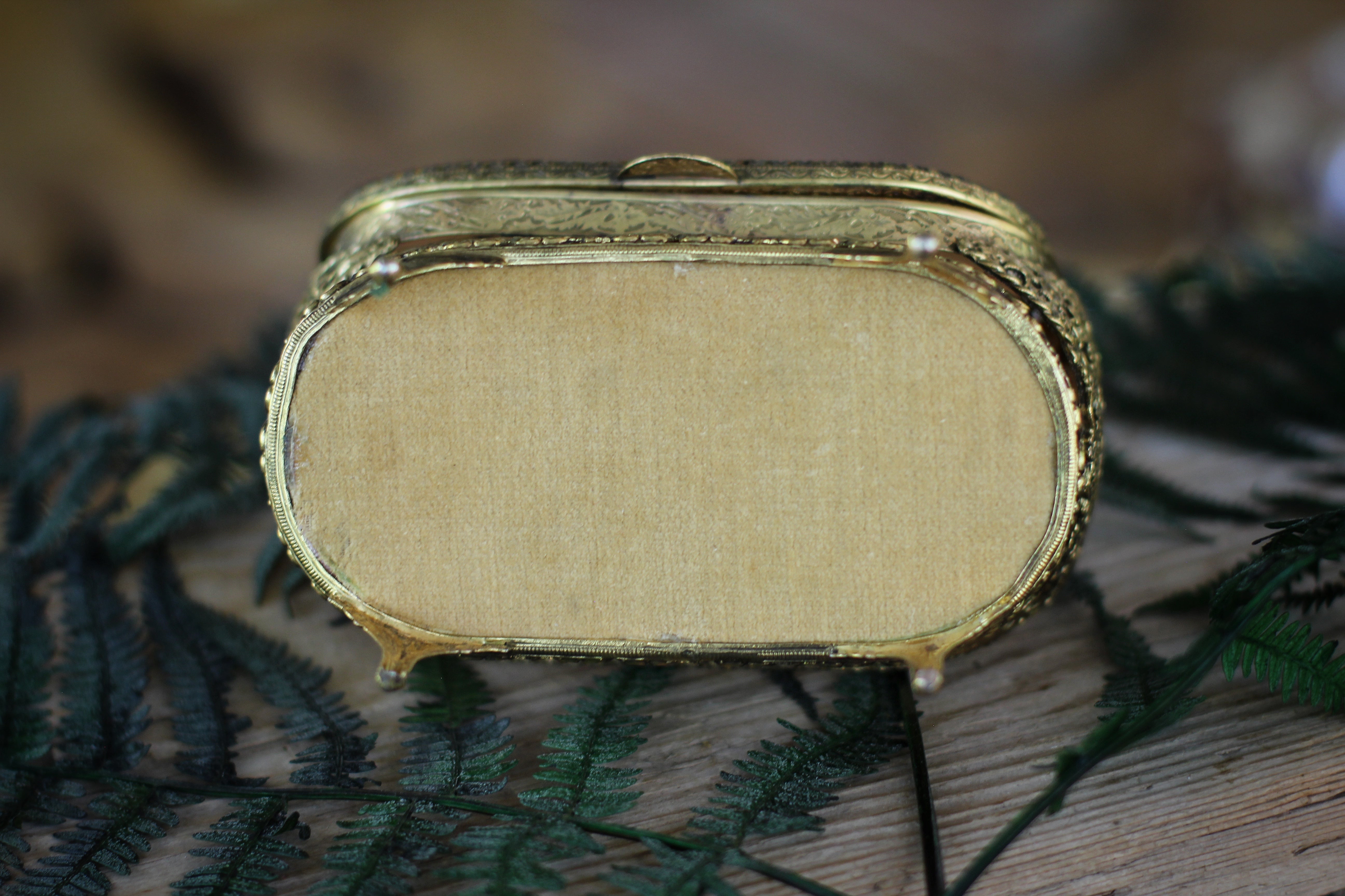 Antique Rare Amber Tinted Jewelry Box
