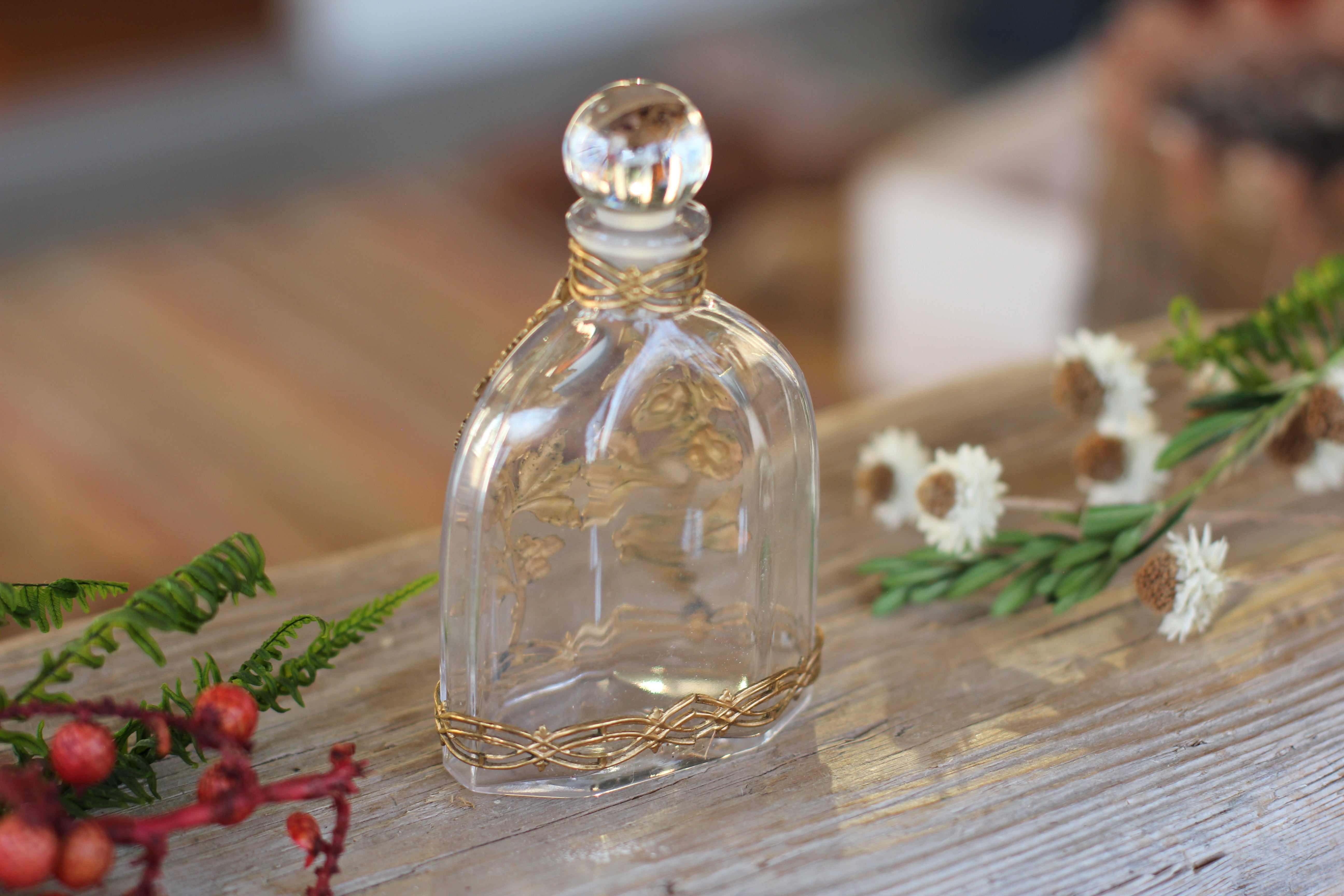 Antique Crystal Filigree Collar Perfume Bottle